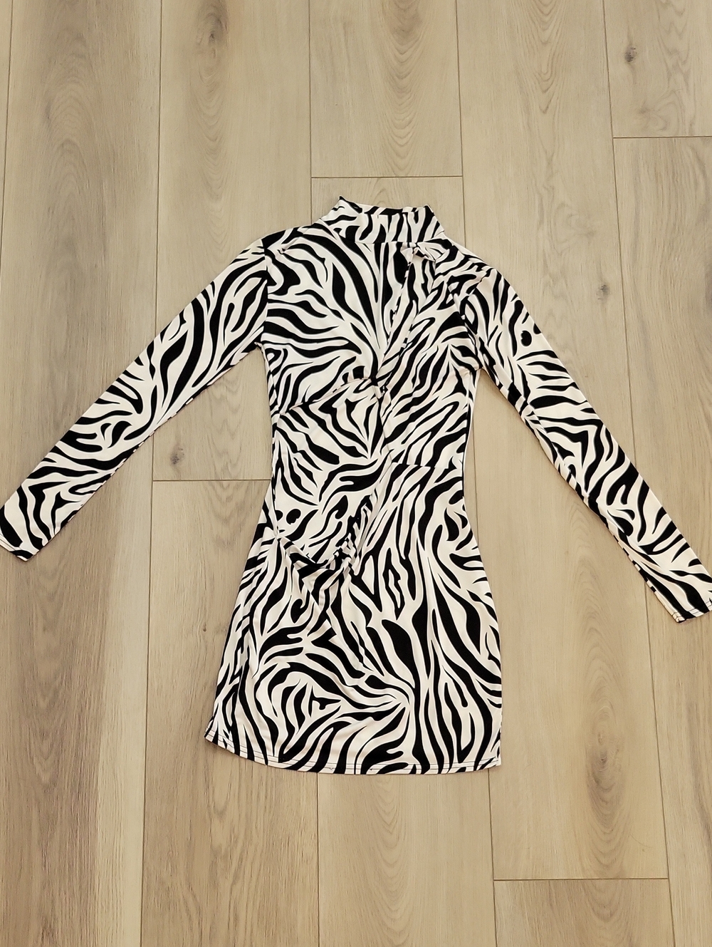 EGO Black & White Zebra-Print Long Sleeve Mini Dress